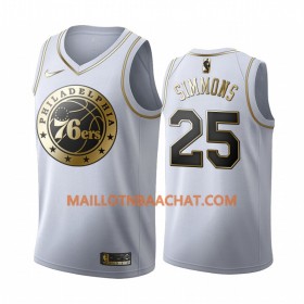 Maillot NBA Philadelphia 76ers Ben Simmons 25 Nike 2019-20 Blanc Golden Edition Swingman - Homme